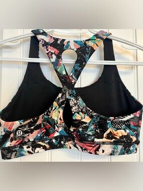 lululemon athletica Black Multicolor Pattern Racerback Sports Bra